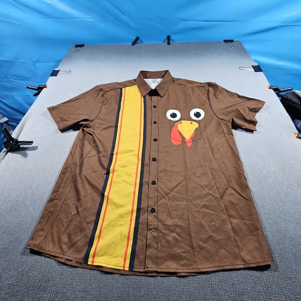 Hardaddy Button Up Shirt Men Medium Brown Chicken Funny